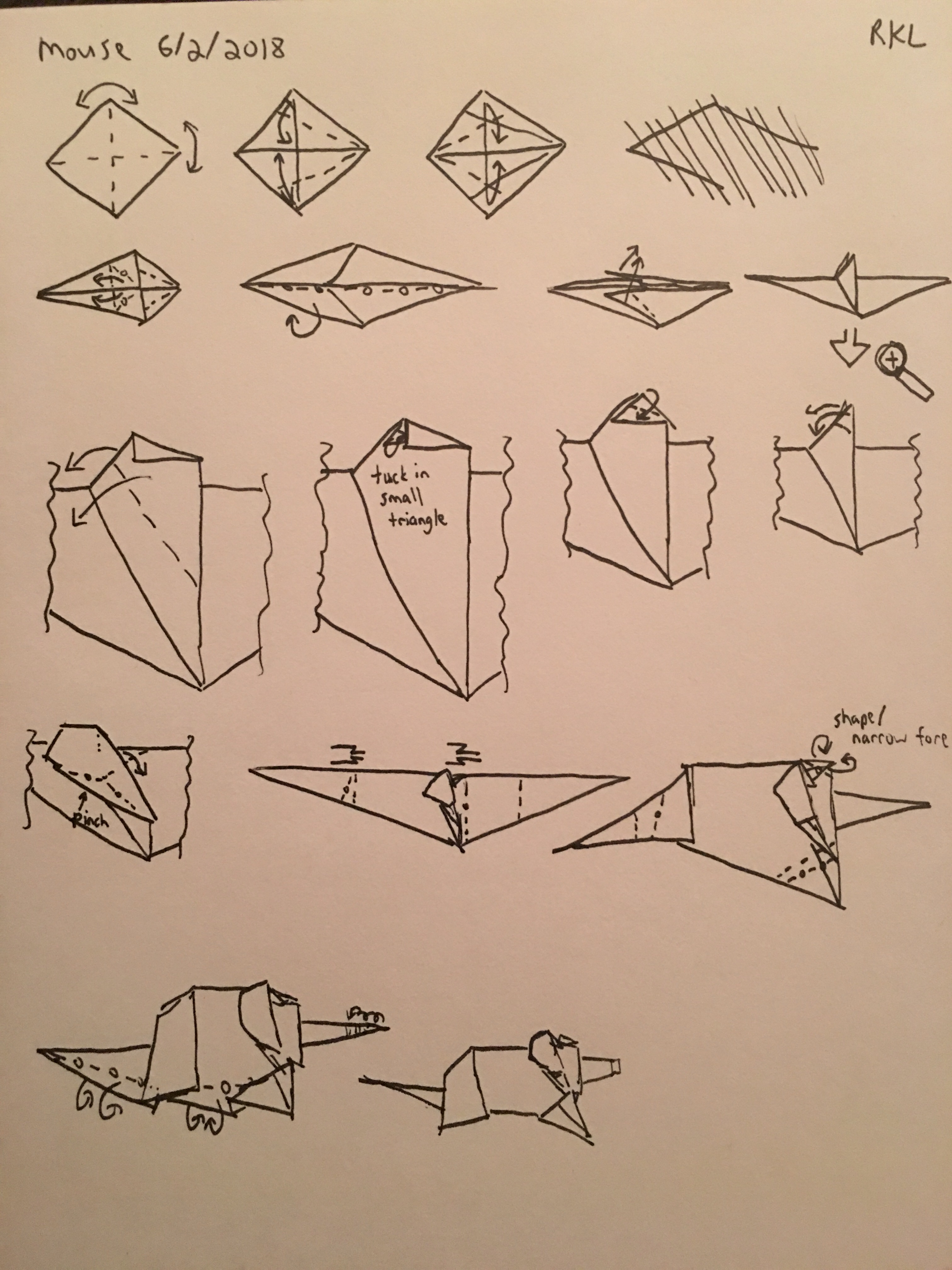 Origami mouse diagrams