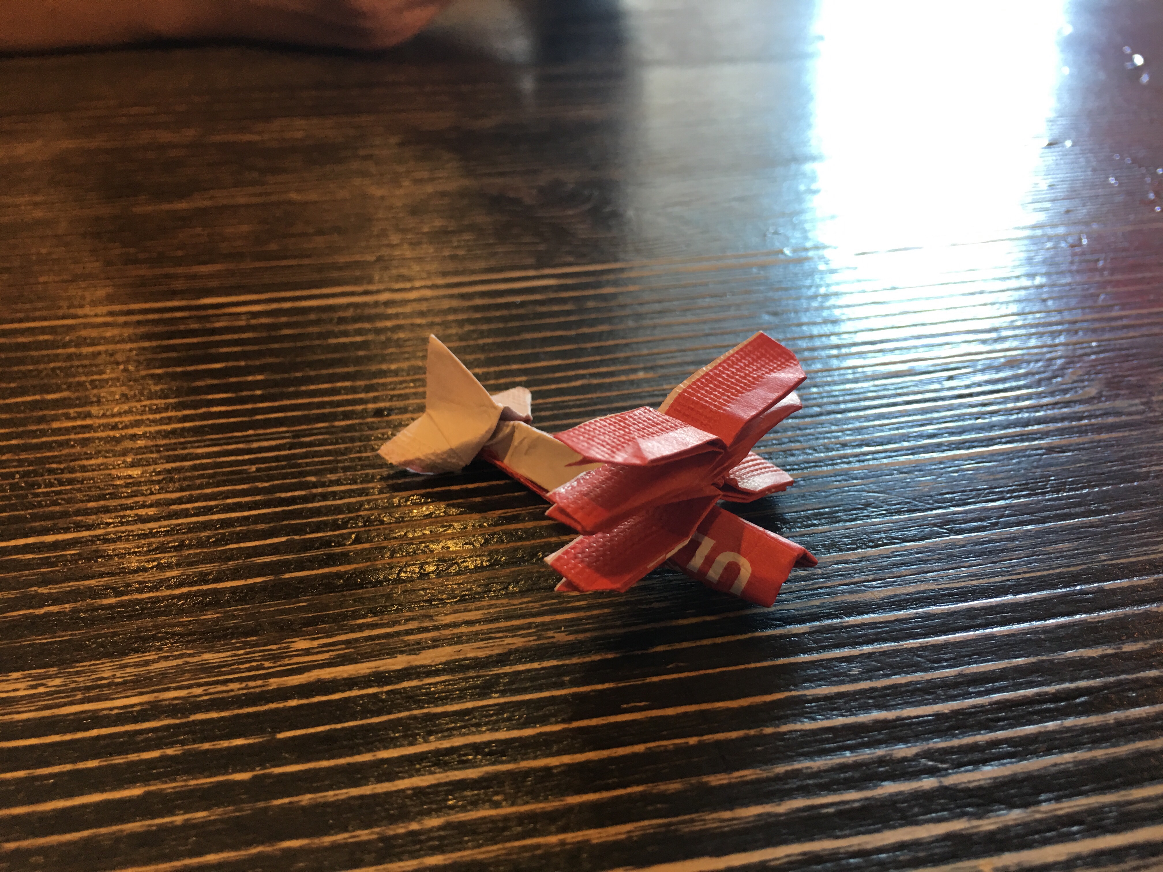 Origami triplane made from chopstick wrapper