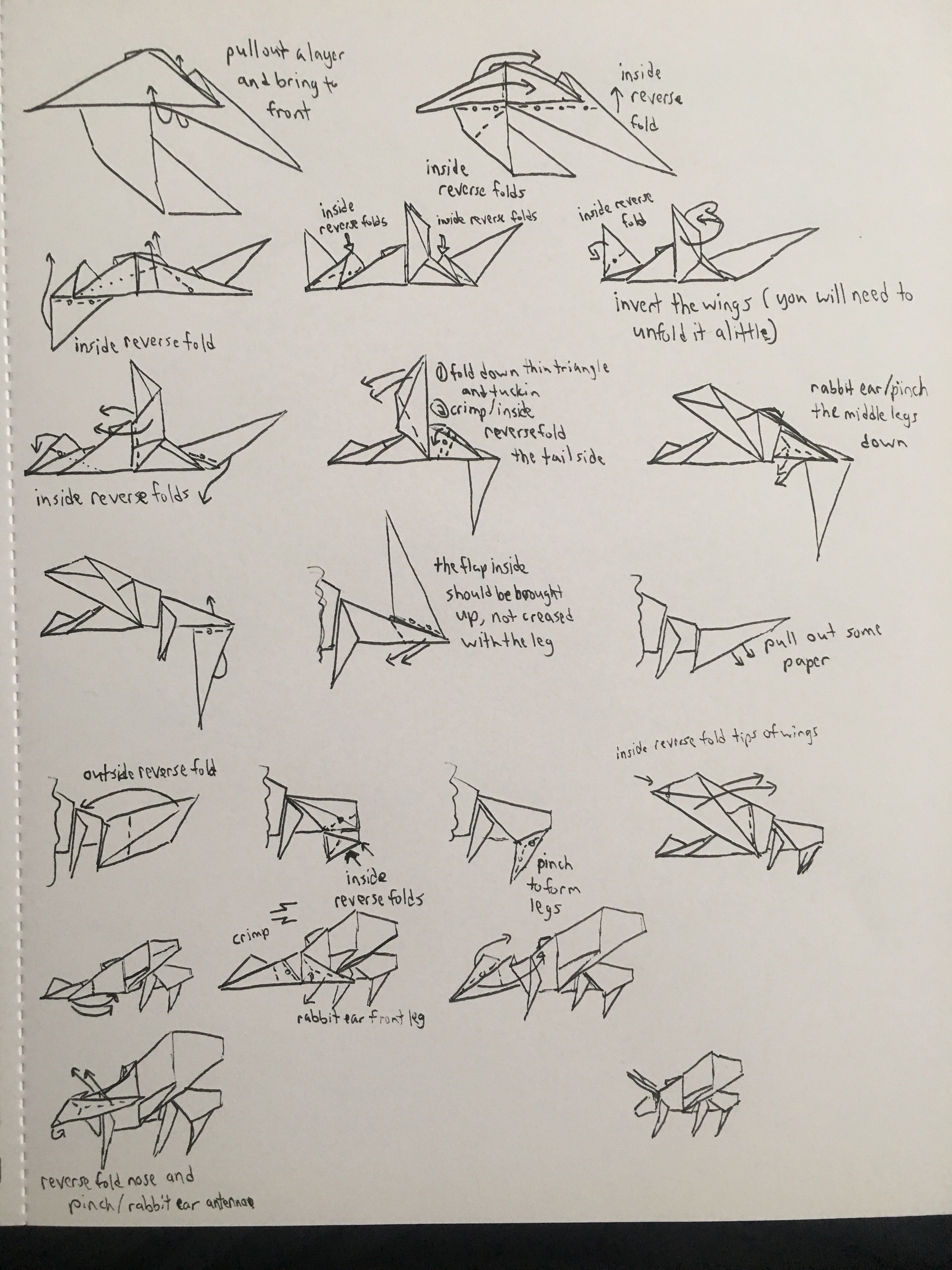 Origami bee diagrams part 2